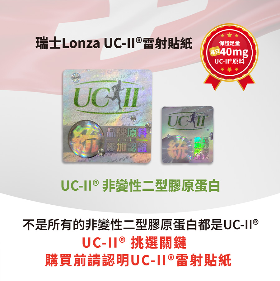 購買請認明UC-II雷射貼紙